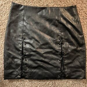 bebe Black Lace-Up Mini Skirt